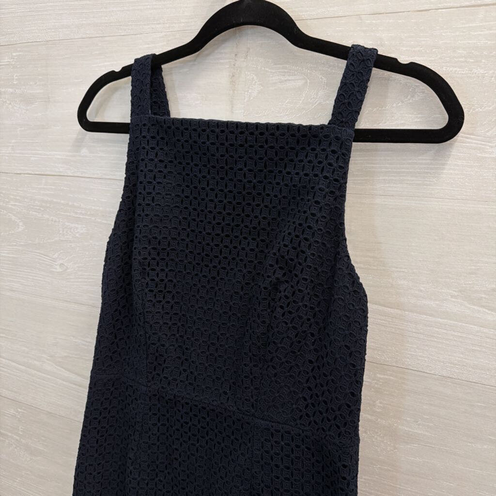 J Crew Navy Sleeveless Eyelet Shift Dress 6