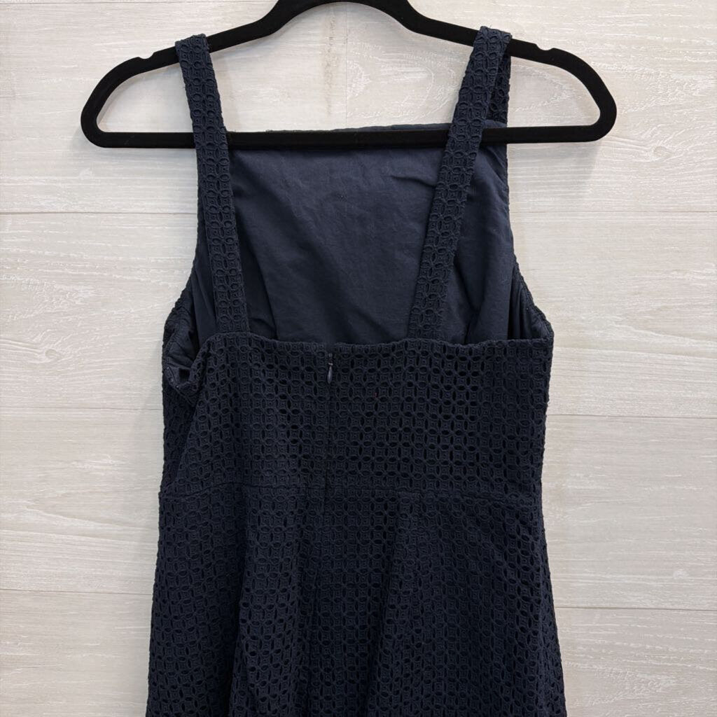 J Crew Navy Sleeveless Eyelet Shift Dress 6