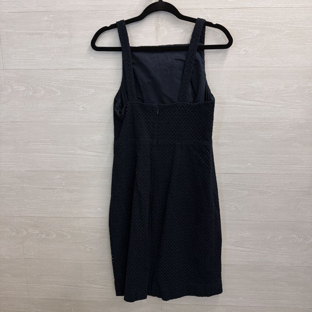 J Crew Navy Sleeveless Eyelet Shift Dress 6