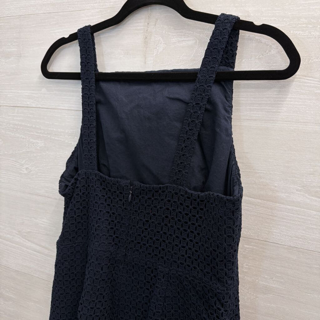 J Crew Navy Sleeveless Eyelet Shift Dress 6