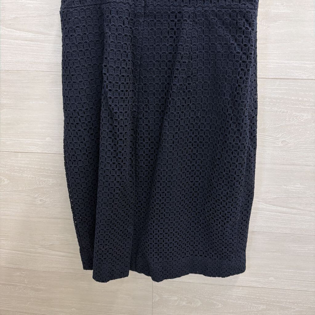 J Crew Navy Sleeveless Eyelet Shift Dress 6