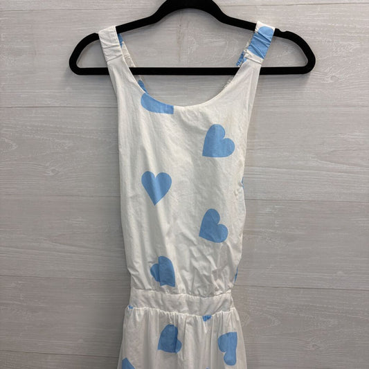 English Factory White/ Blue Hear Print Open Back Midi Dress Large