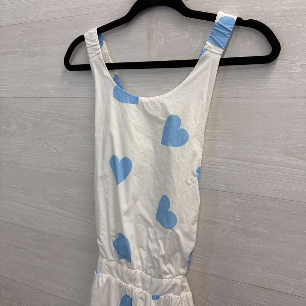 English Factory White/ Blue Hear Print Open Back Midi Dress Large