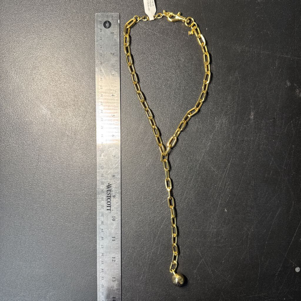 Chunky Gold Chain Necklace with Ball Pendant
