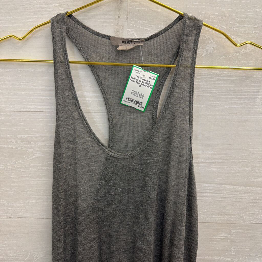 Helmut Grey Ribbed Tank Top Small