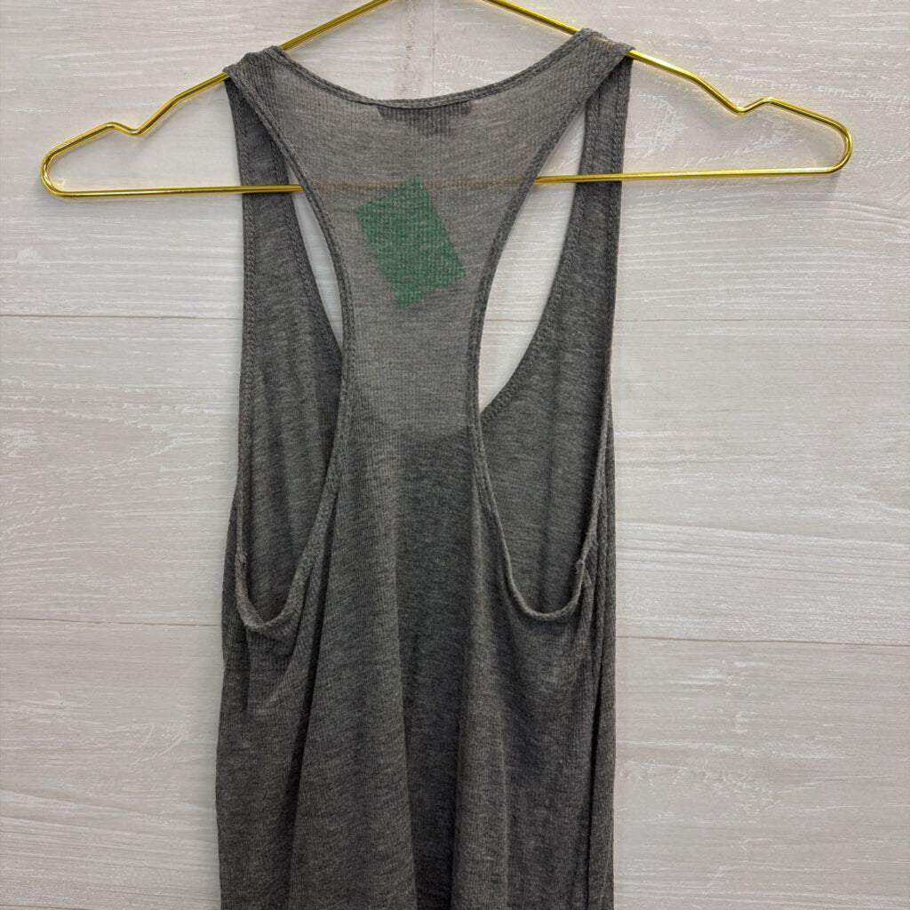 Helmut Grey Ribbed Tank Top Small