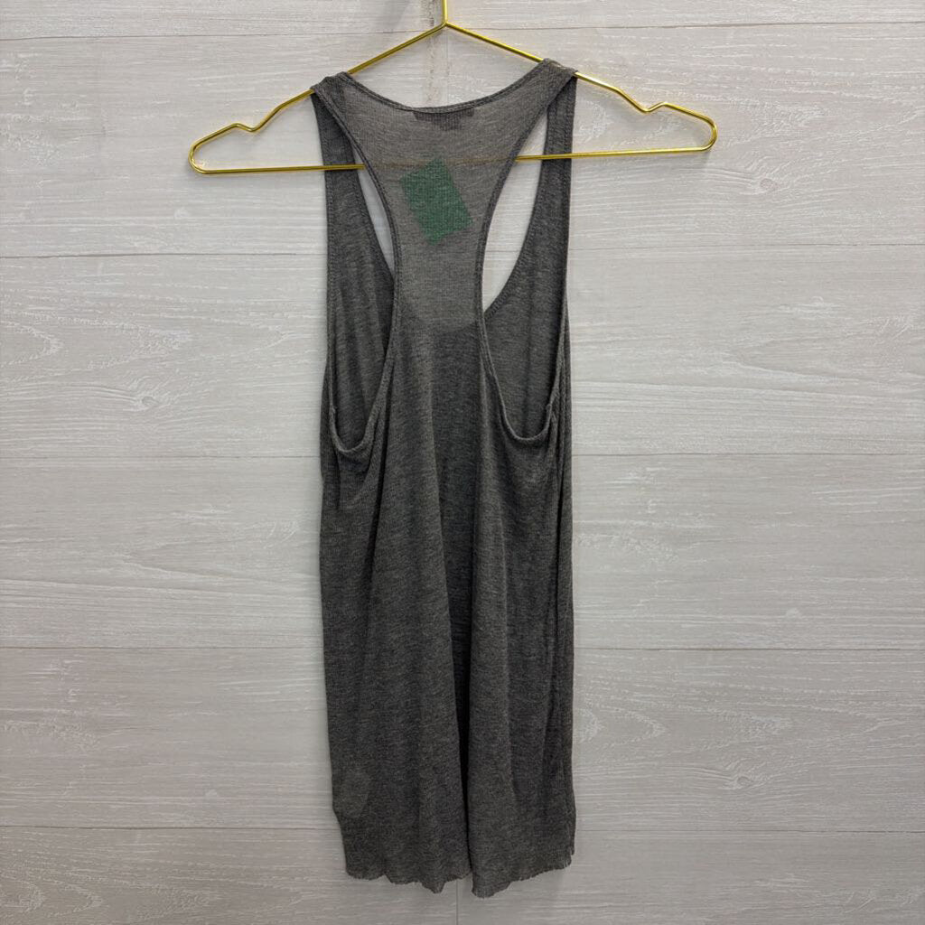 Helmut Grey Ribbed Tank Top Small