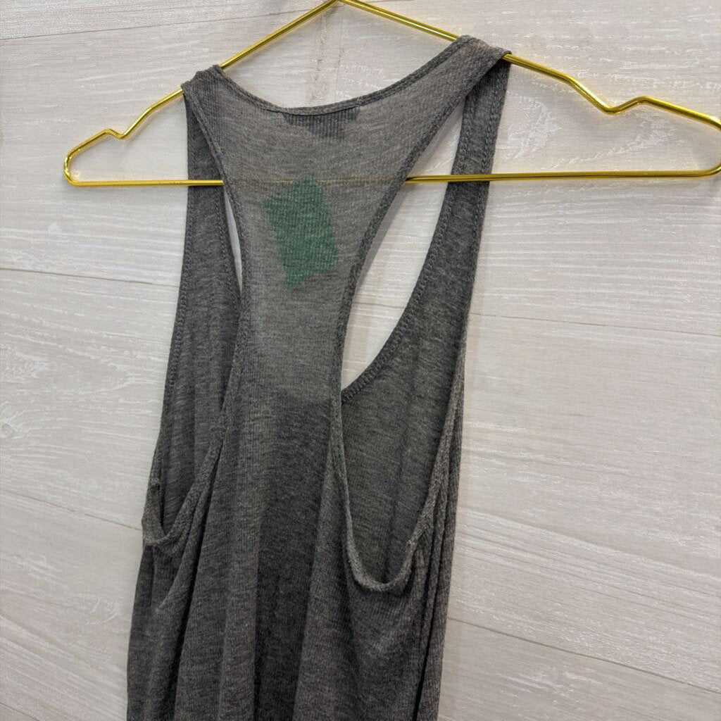 Helmut Grey Ribbed Tank Top Small