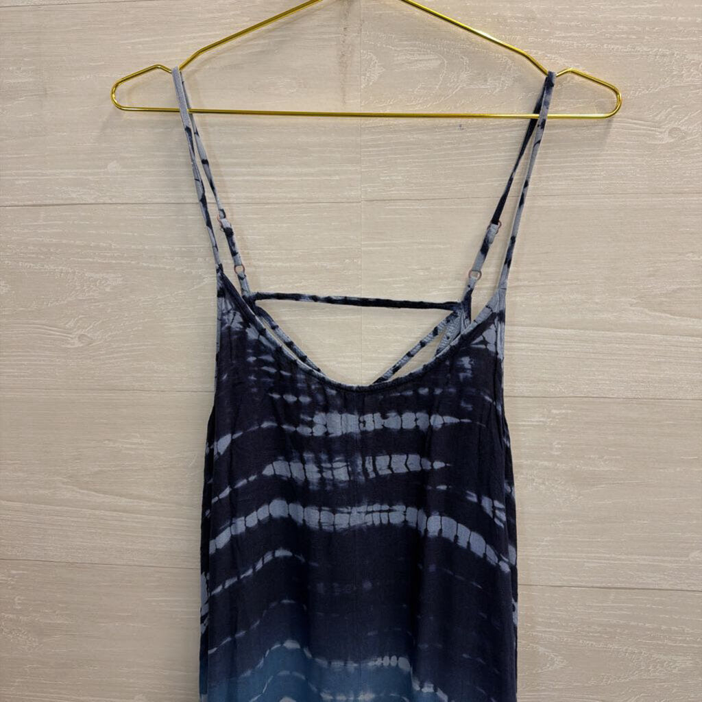 Raviya Blue Tie Dye Fringe Hem Dress Large