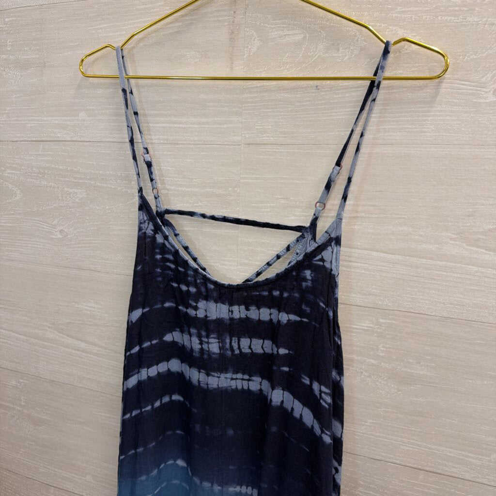 Raviya Blue Tie Dye Fringe Hem Dress Large