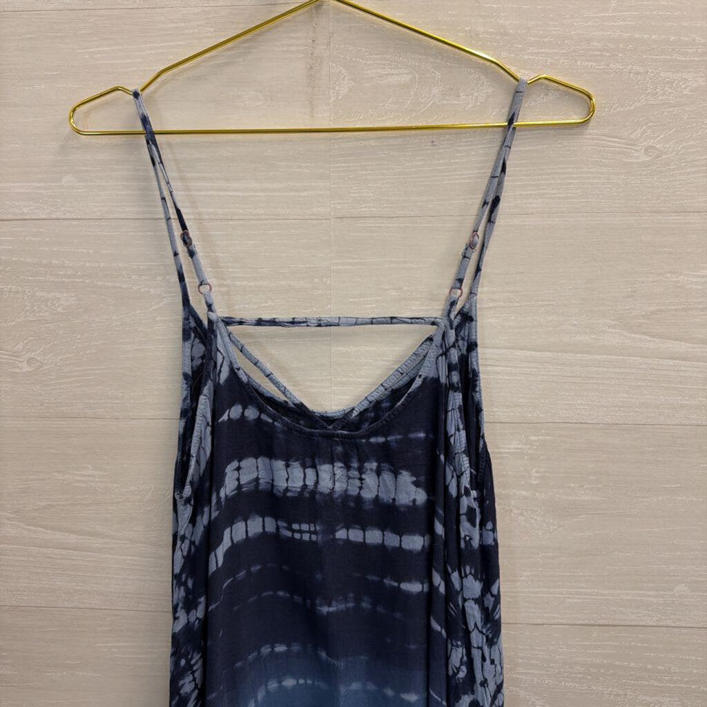 Raviya Blue Tie Dye Fringe Hem Dress Large