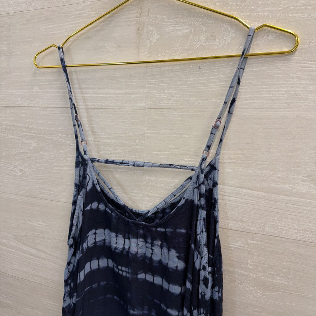 Raviya Blue Tie Dye Fringe Hem Dress Large