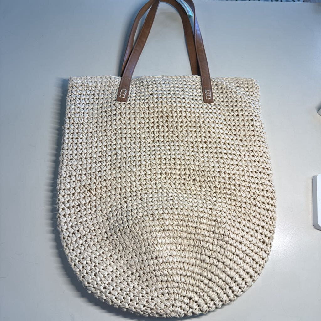 Style and Co Natural Straw Butterfly Print Purse