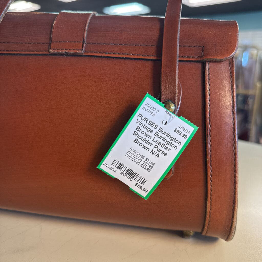 Vintage Burlington Brown Leather Shoulder Purse