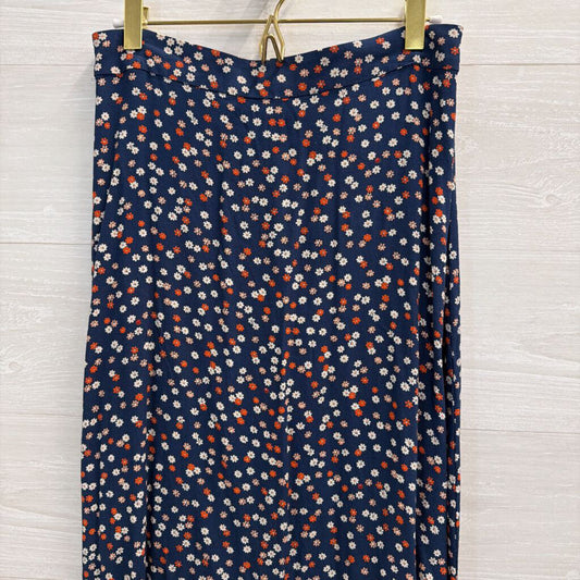 Madewell Blue/ Multi Floral Print Midi Skirt 4