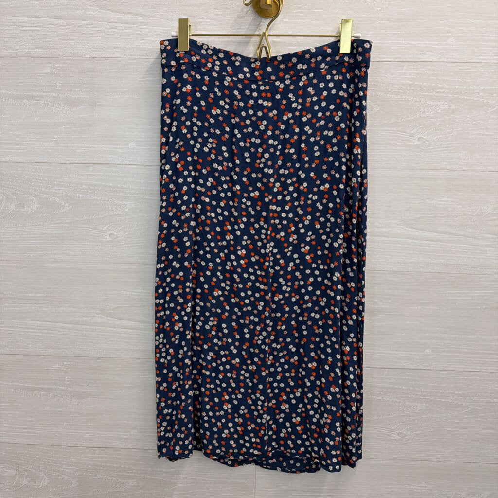 Madewell Blue/ Multi Floral Print Midi Skirt 4