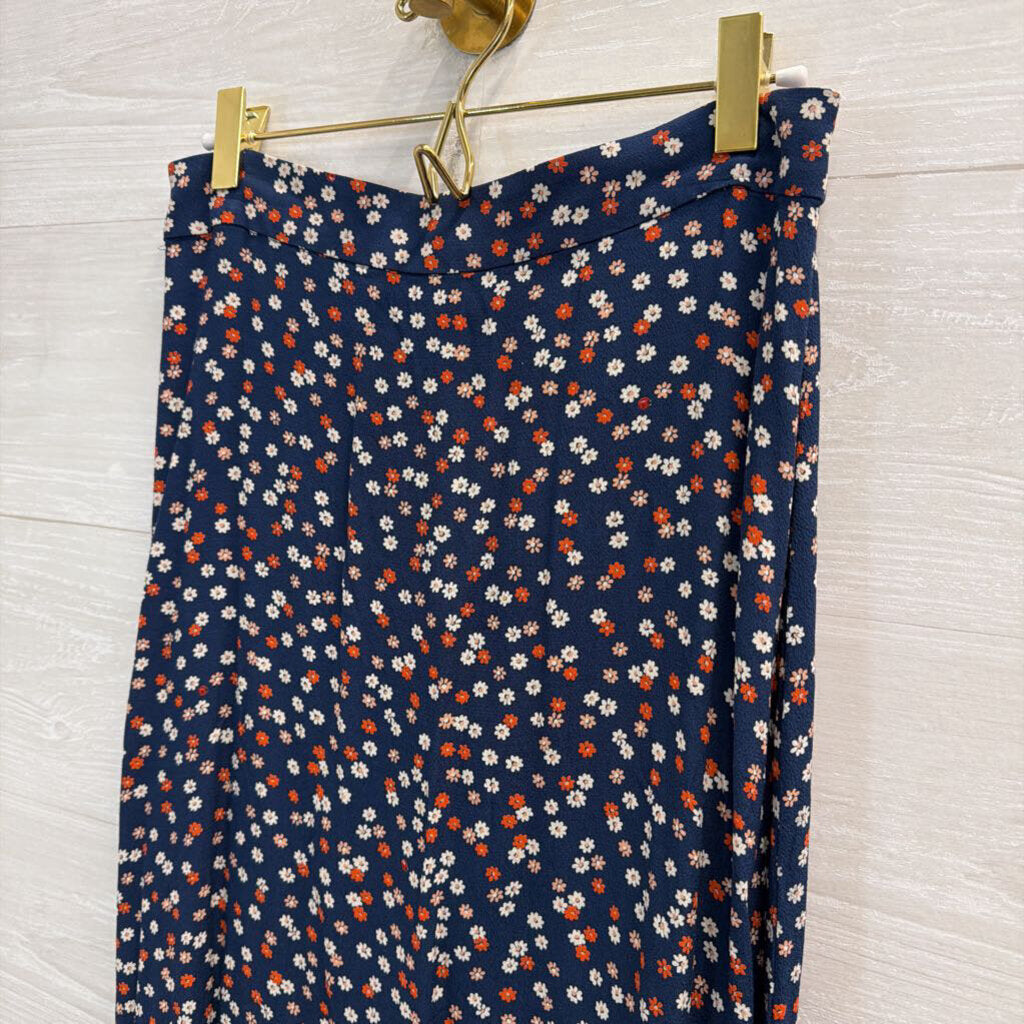 Madewell Blue/ Multi Floral Print Midi Skirt 4
