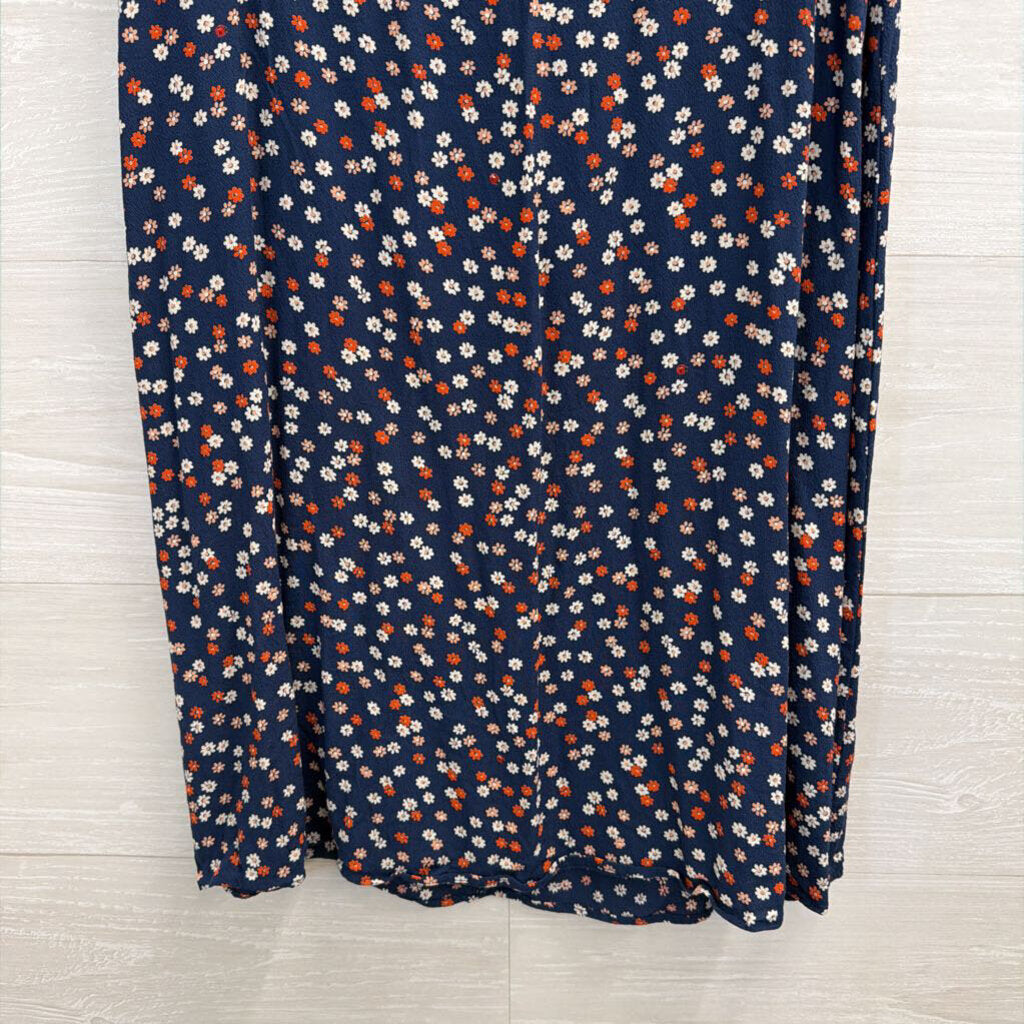 Madewell Blue/ Multi Floral Print Midi Skirt 4