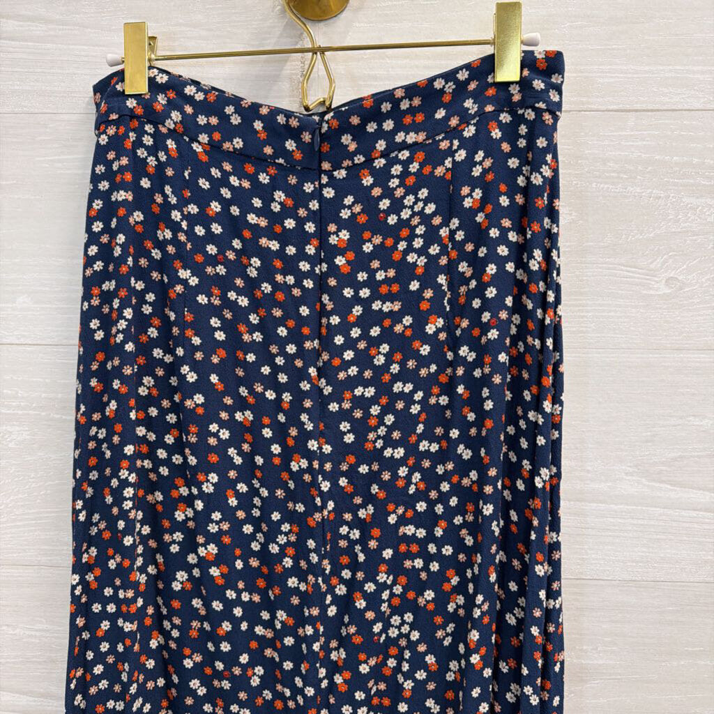 Madewell Blue/ Multi Floral Print Midi Skirt 4