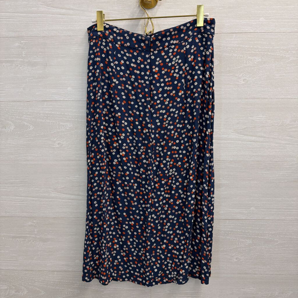 Madewell Blue/ Multi Floral Print Midi Skirt 4