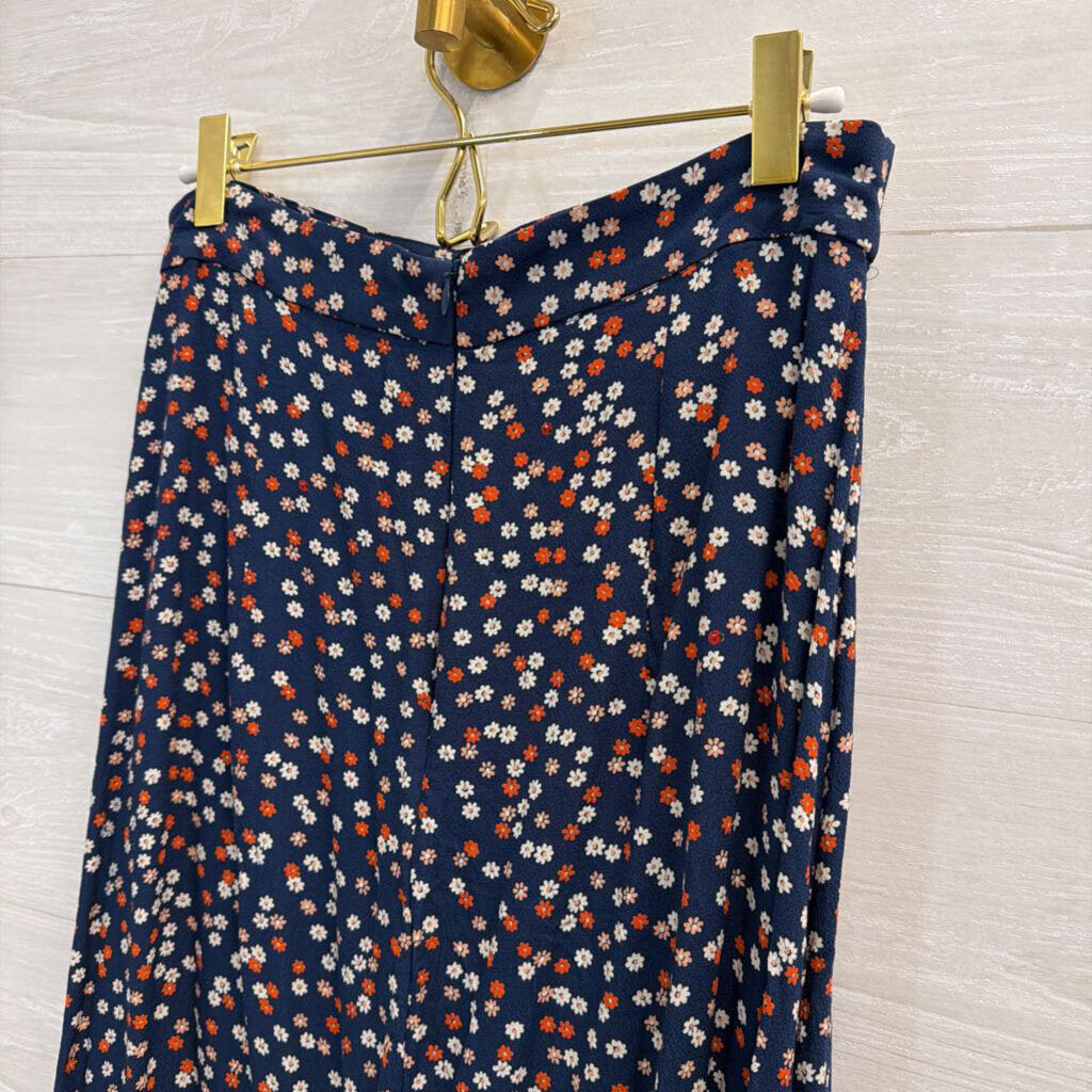 Madewell Blue/ Multi Floral Print Midi Skirt 4