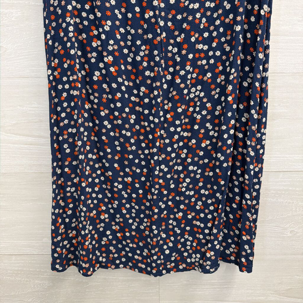 Madewell Blue/ Multi Floral Print Midi Skirt 4