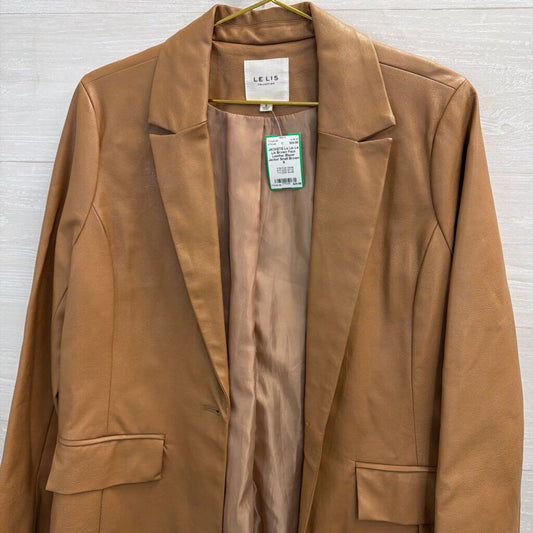 Le Lis Brown Faux Leather Blazer Jacket Small