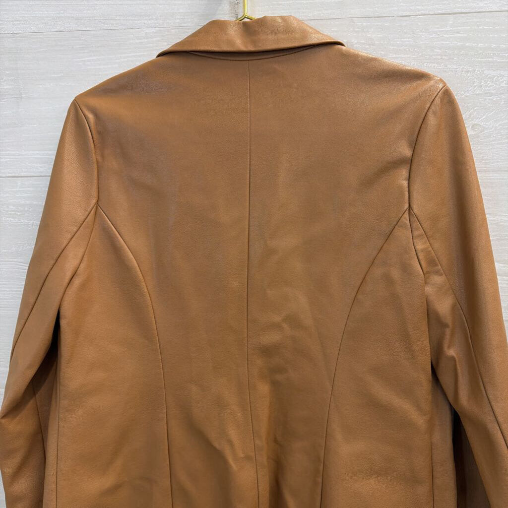 Le Lis Brown Faux Leather Blazer Jacket Small