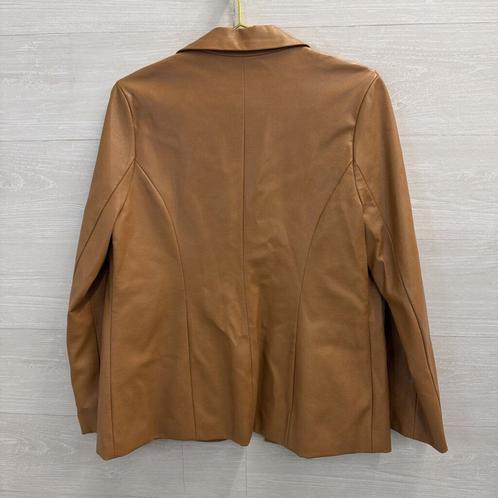 Le Lis Brown Faux Leather Blazer Jacket Small