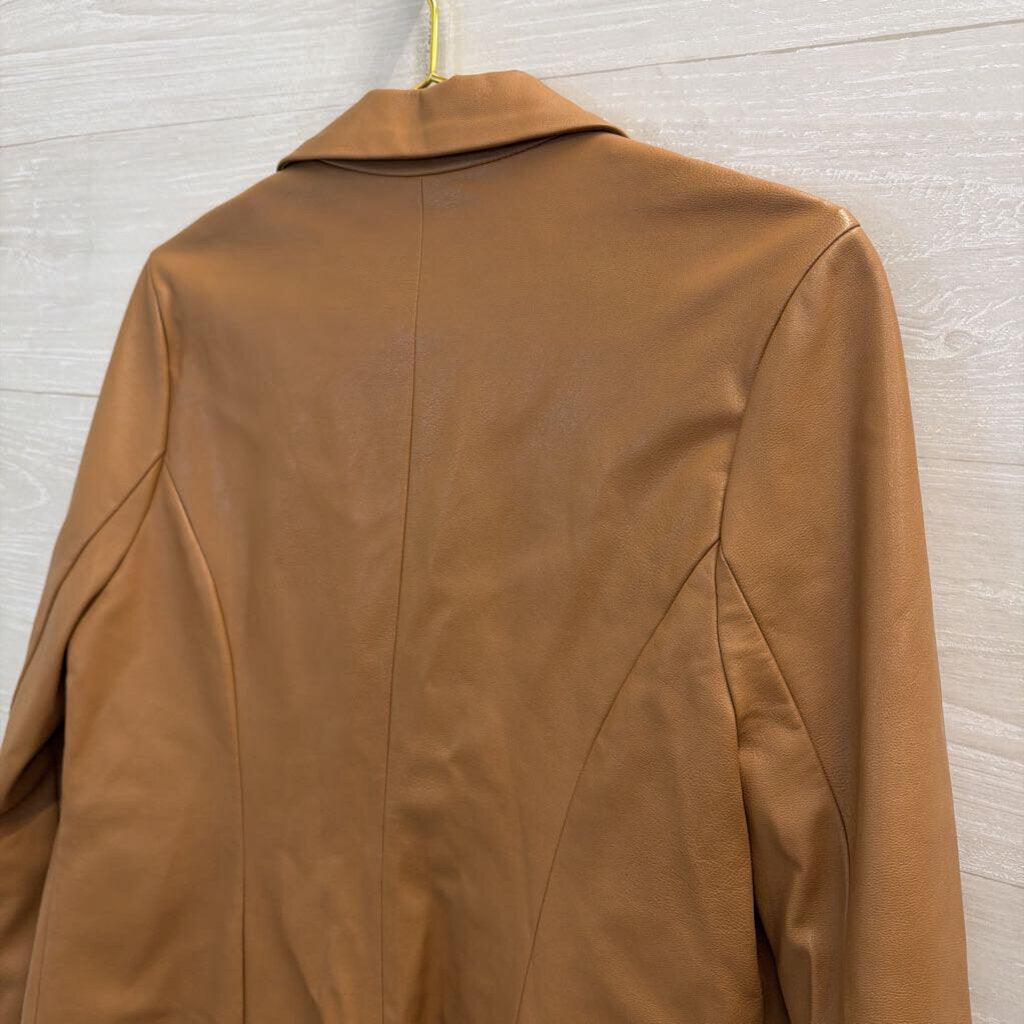 Le Lis Brown Faux Leather Blazer Jacket Small