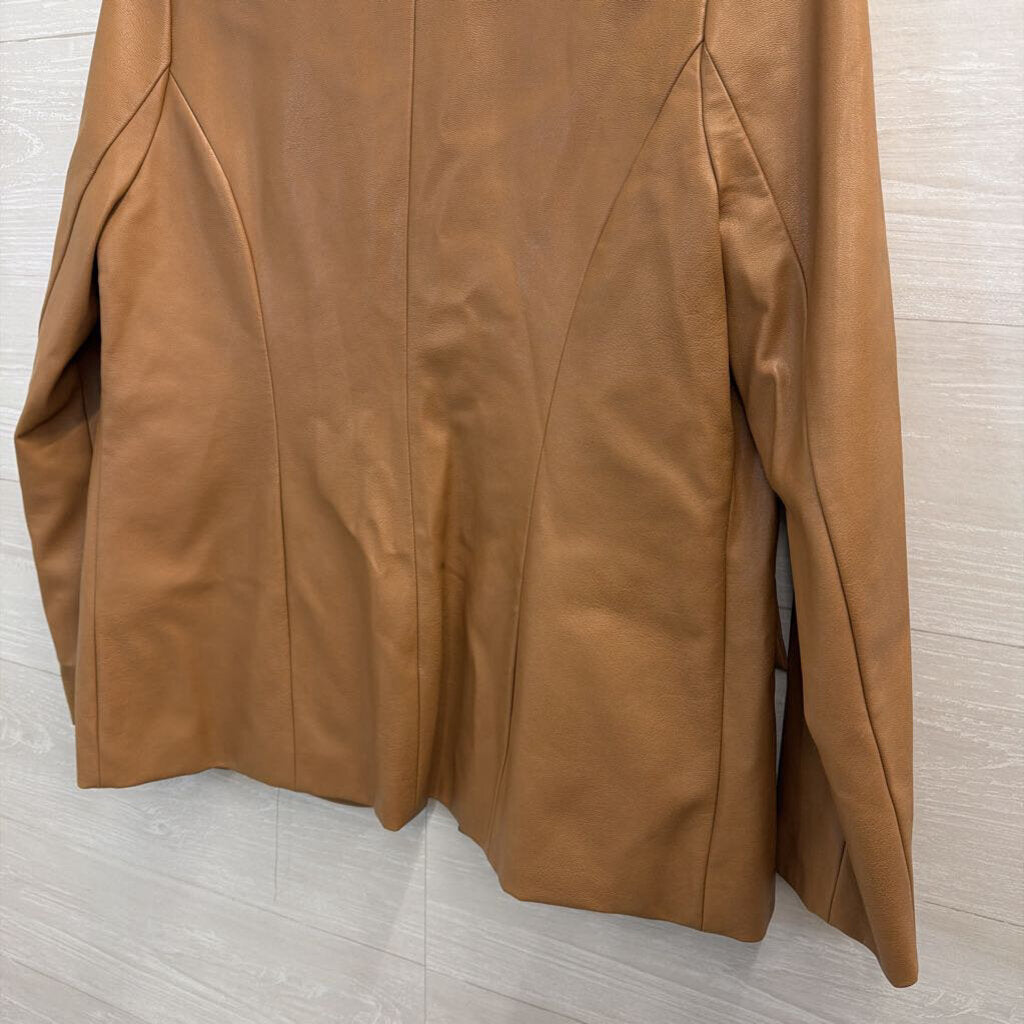 Le Lis Brown Faux Leather Blazer Jacket Small
