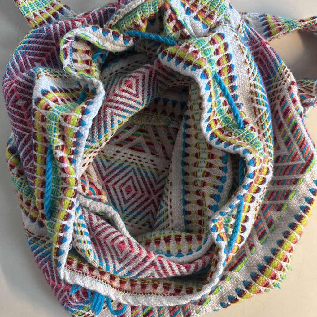 White/ Multi Embroidered Print Backpack