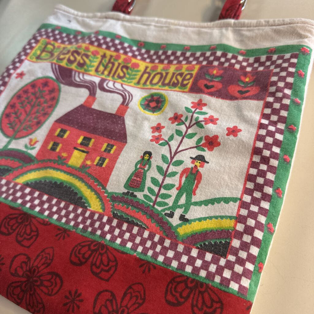 Vintage Bless This House Quilted Purse