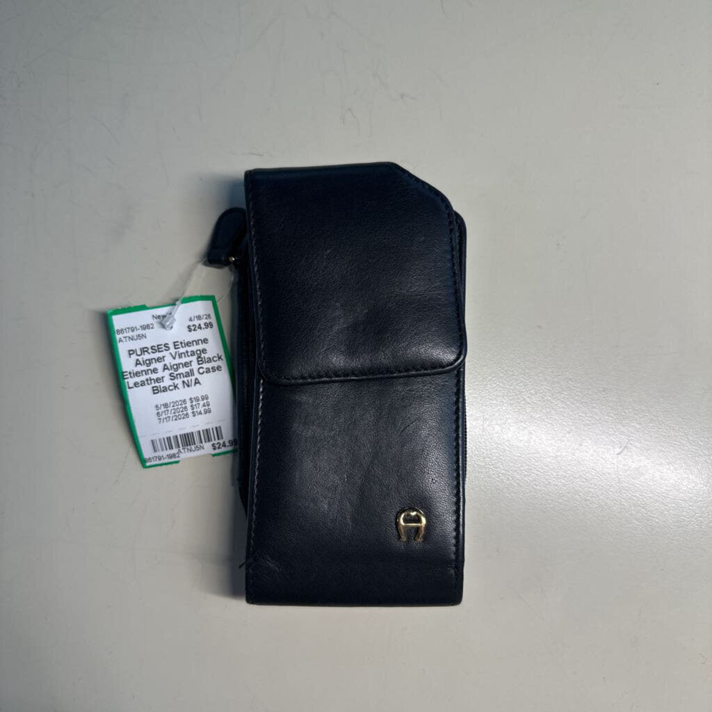 Vintage Etienne Aigner Black Leather Small Case