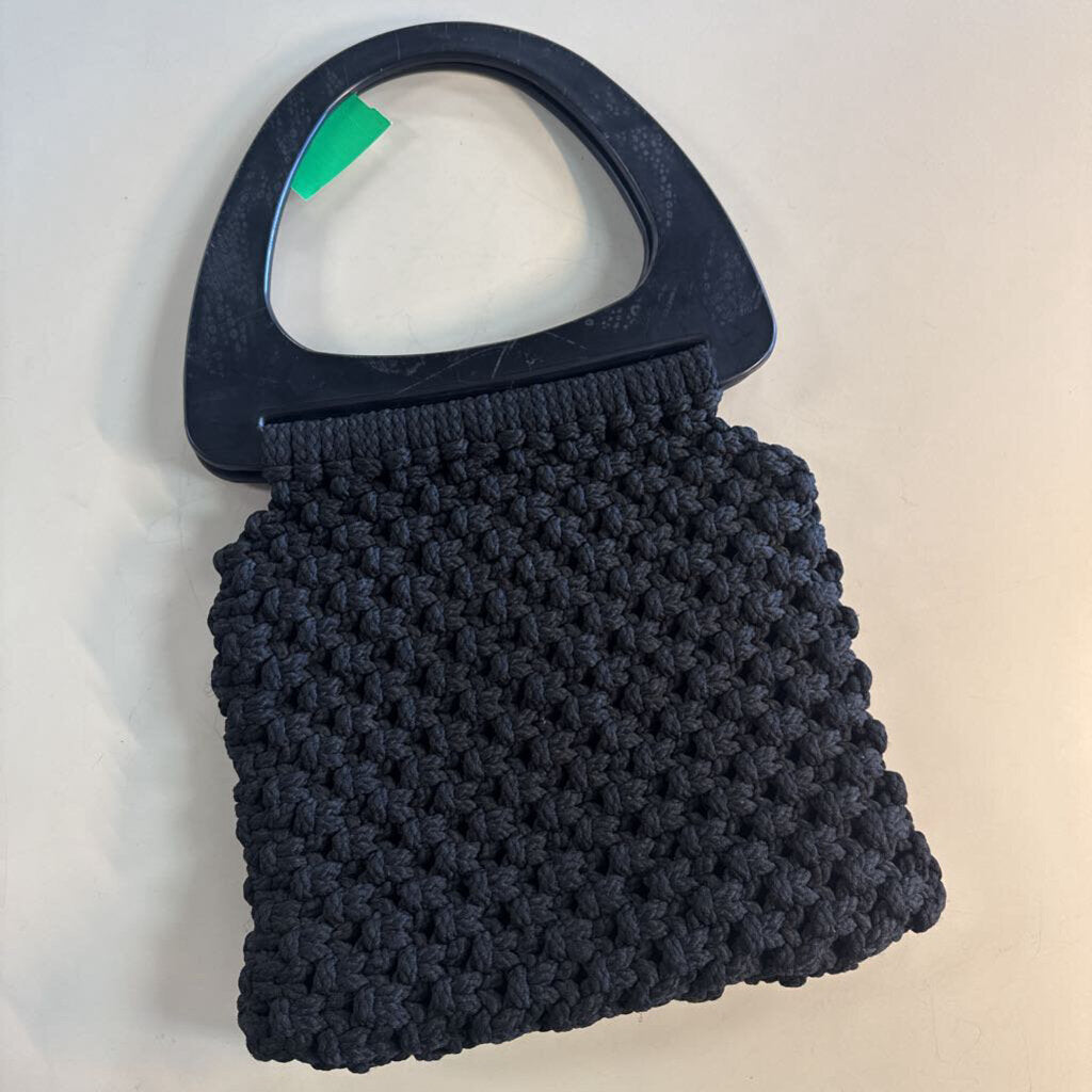 Vintage Black Woven Macrame Purse