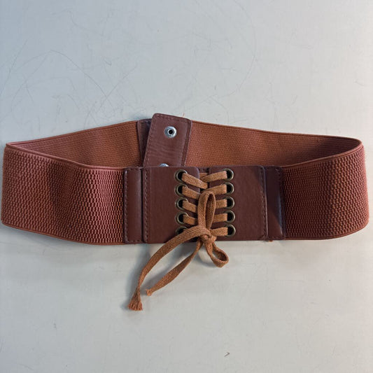 Brown Stretchy Lace Up Detail Stretchy Belt Small