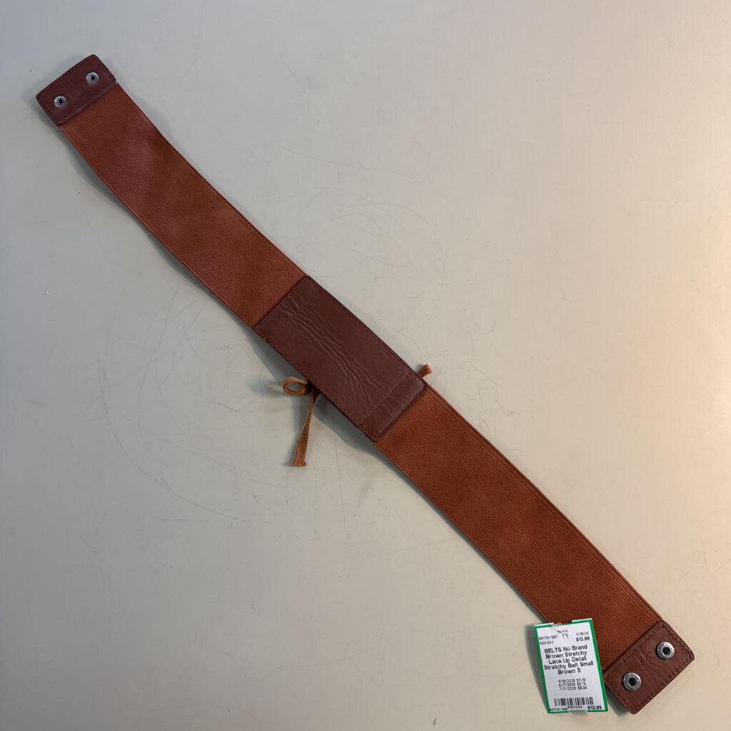 Brown Stretchy Lace Up Detail Stretchy Belt Small
