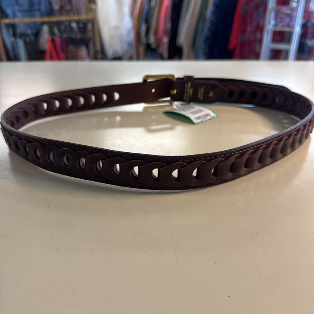Brown Woven Leather Belt 34