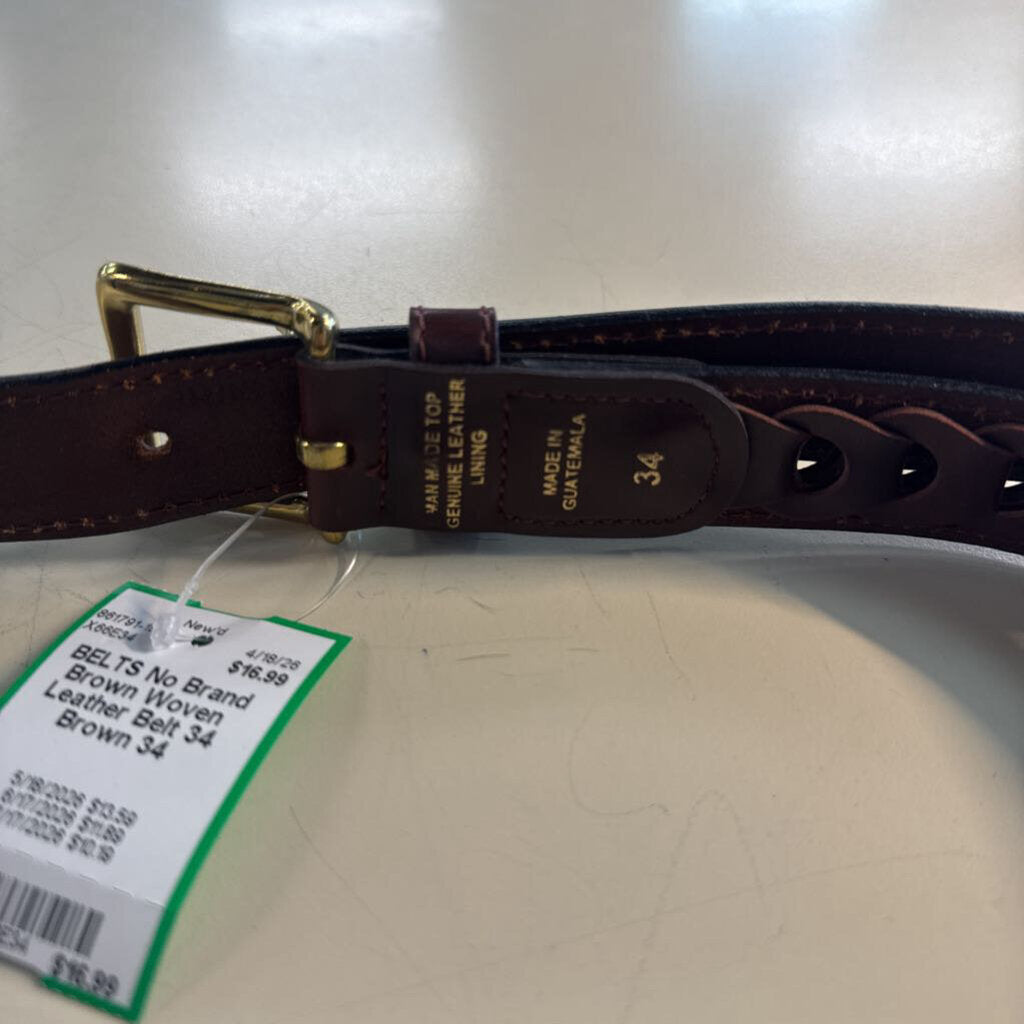 Brown Woven Leather Belt 34