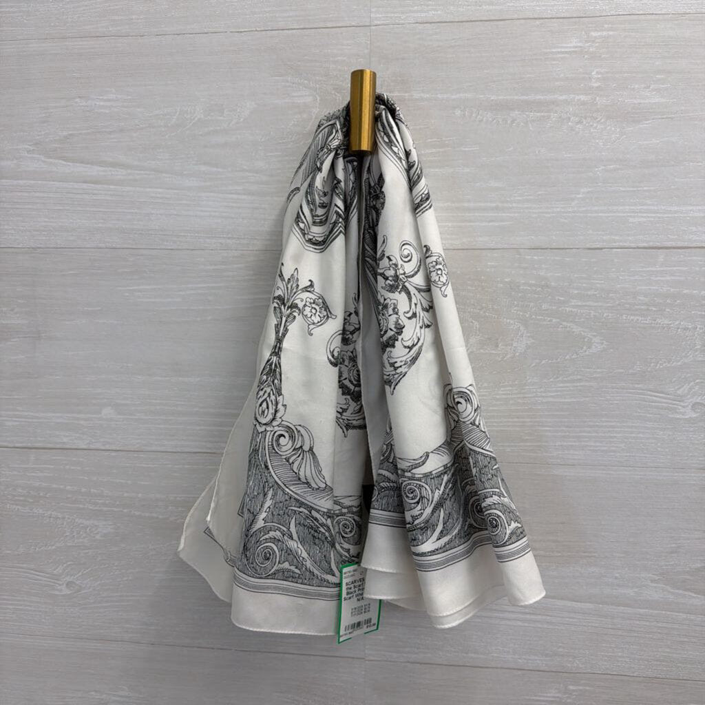 White/ Black Print Silky Scarf