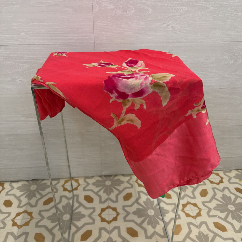 Giorgio Armani 100% Silk Pink Floral Print Large Scarf