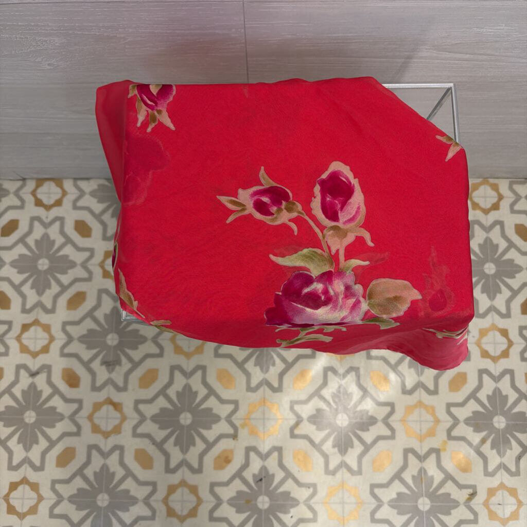 Giorgio Armani 100% Silk Pink Floral Print Large Scarf