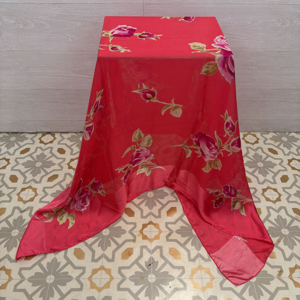 Giorgio Armani 100% Silk Pink Floral Print Large Scarf