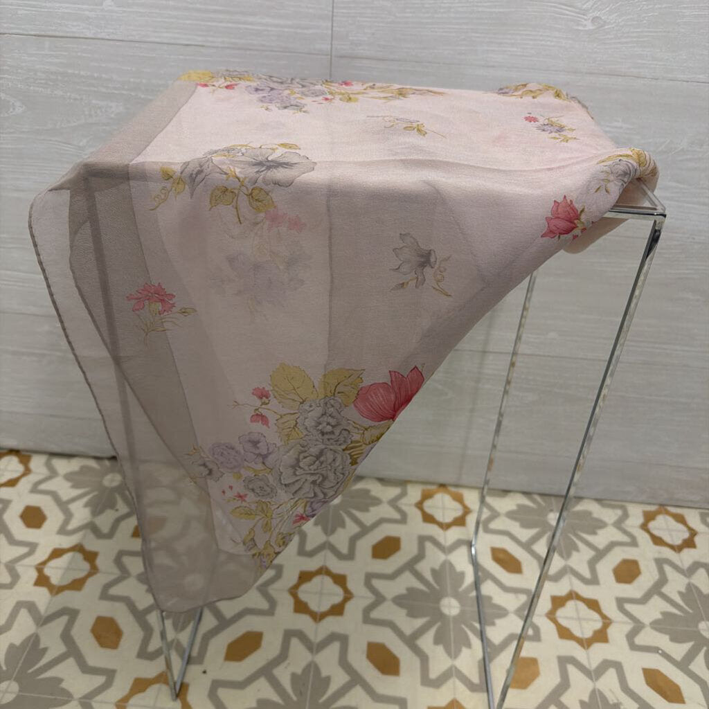 Adrienne Vittadini 100% Grey Floral Print Scarf