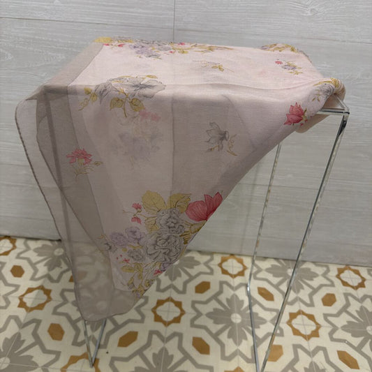 Adrienne Vittadini 100% Grey Floral Print Scarf