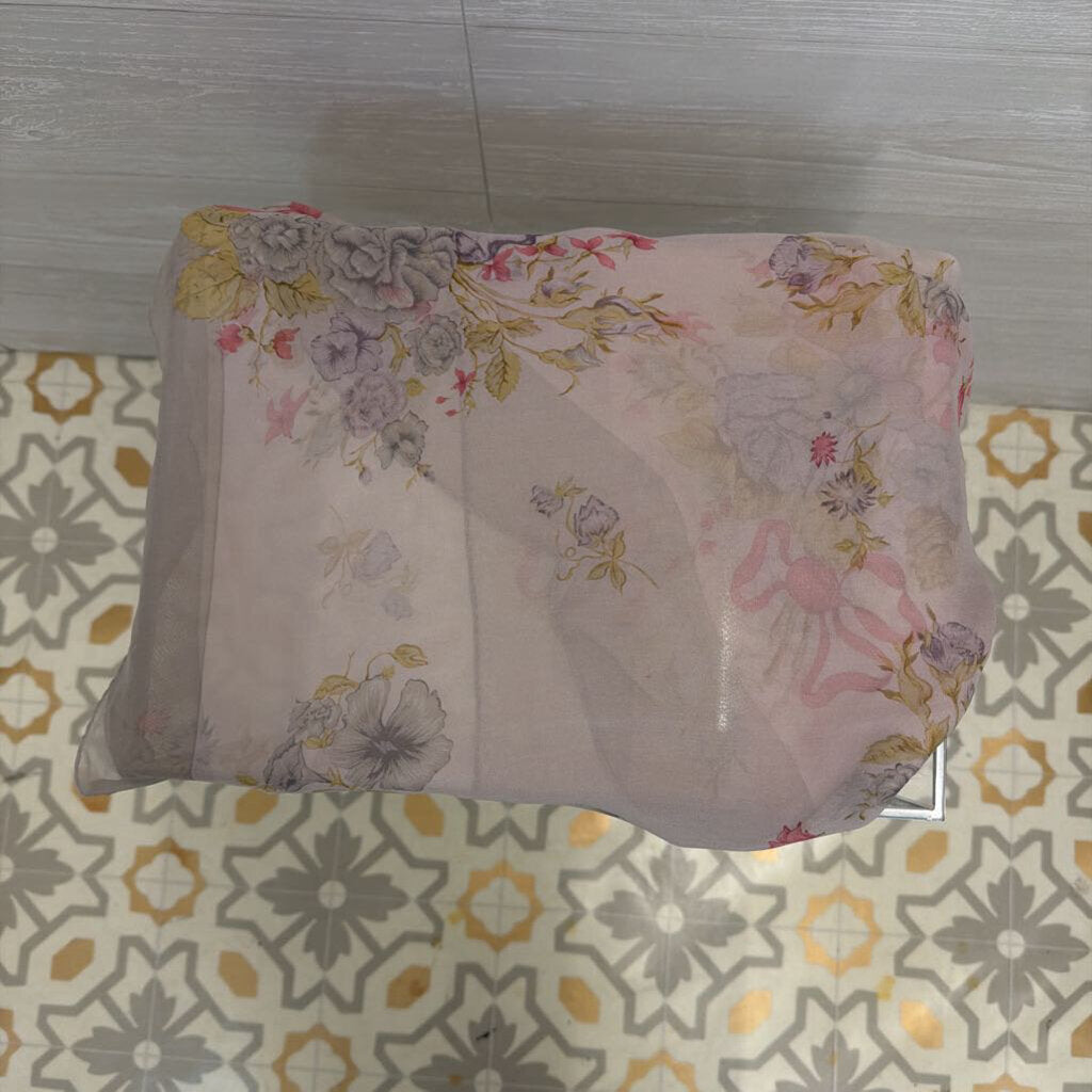 Adrienne Vittadini 100% Grey Floral Print Scarf