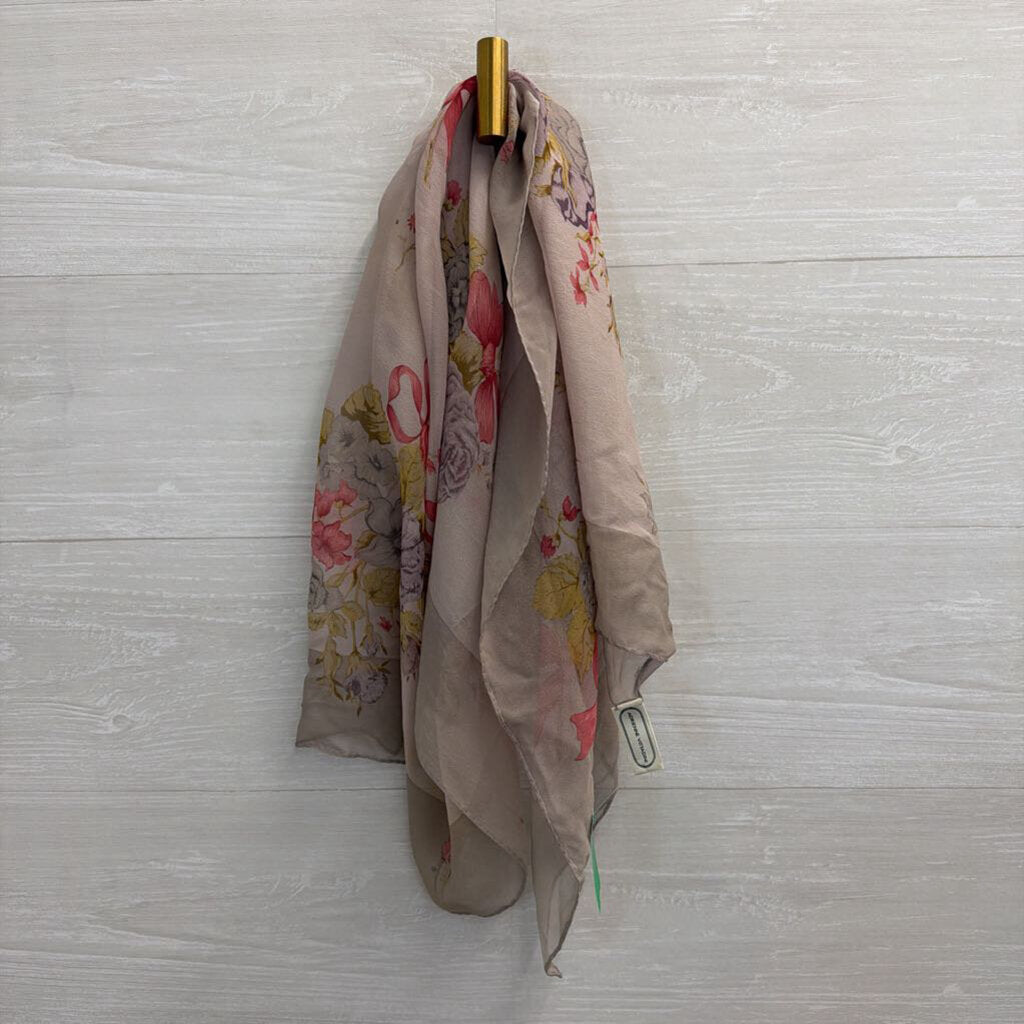Adrienne Vittadini 100% Grey Floral Print Scarf