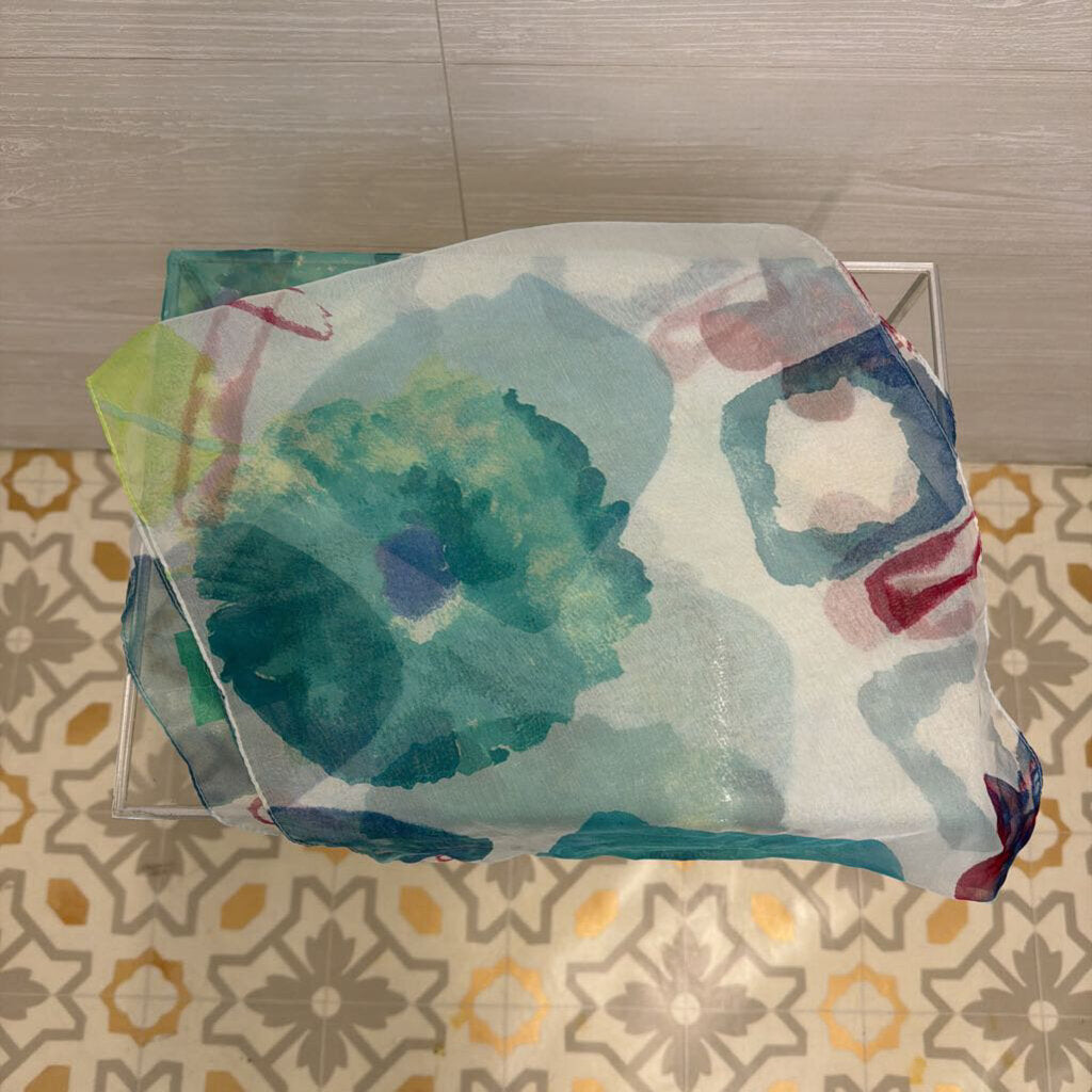 White/ Multi Print Scarf
