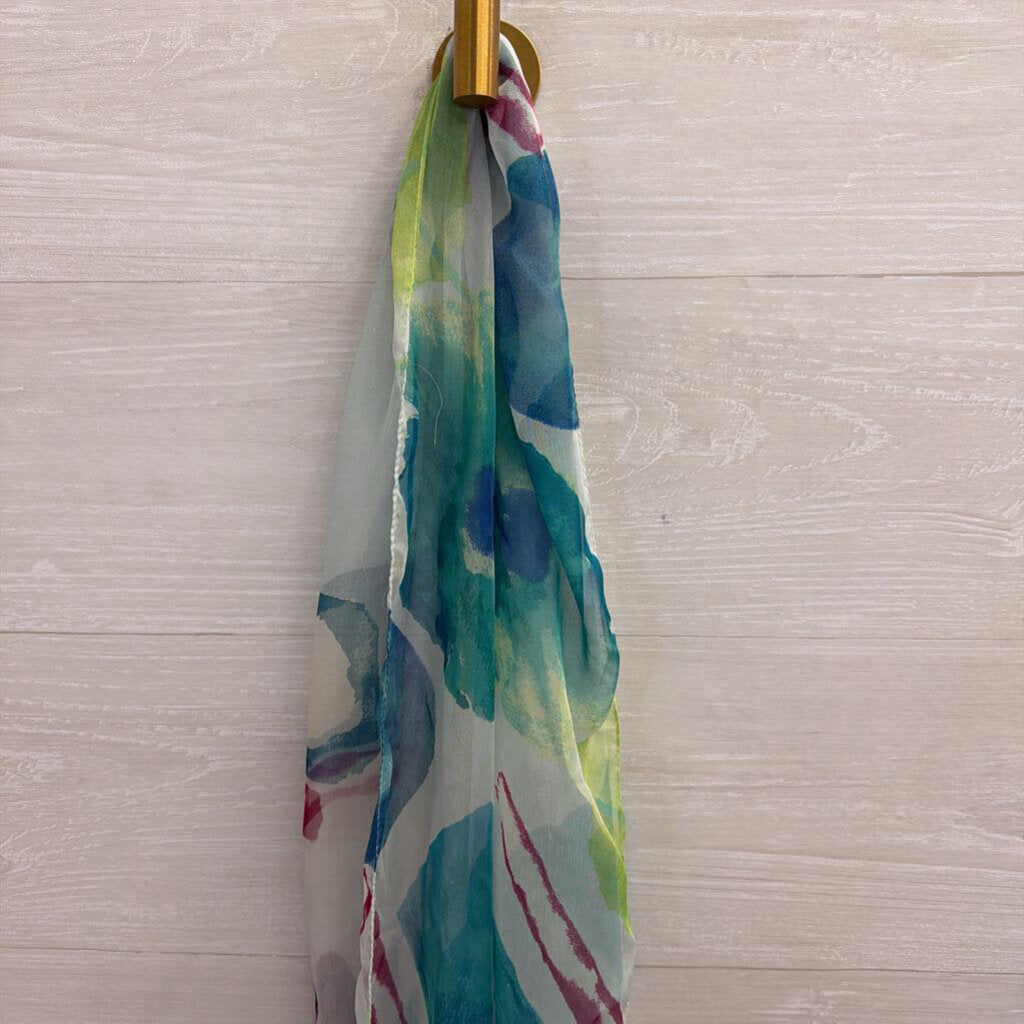 White/ Multi Print Scarf
