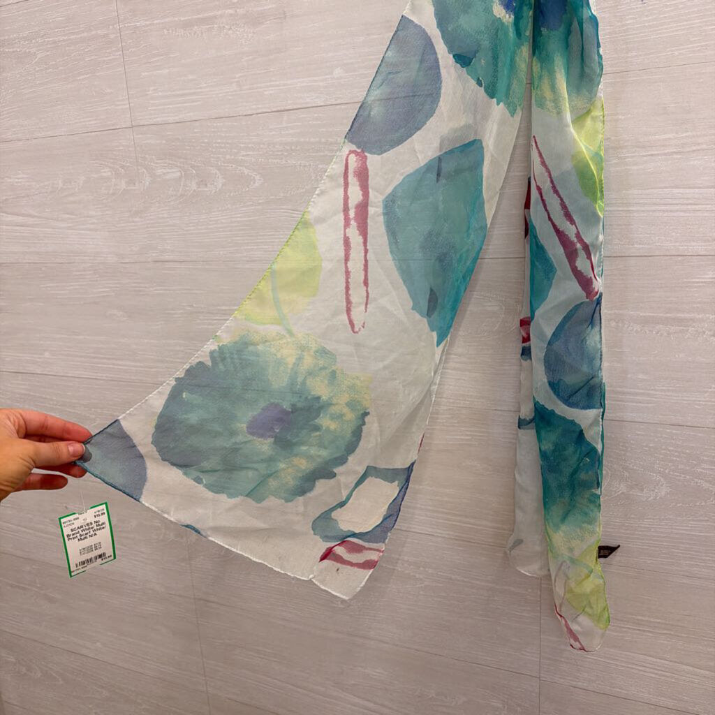 White/ Multi Print Scarf